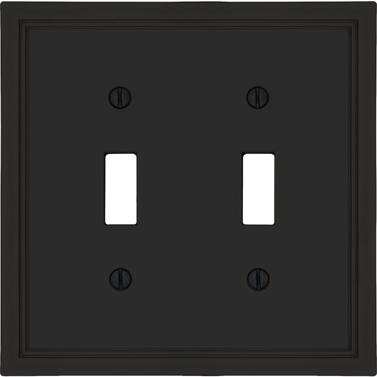 Amerelle Fairbanks 2-Gang Matte Black Insulated Bamboo Swich Wall Plate