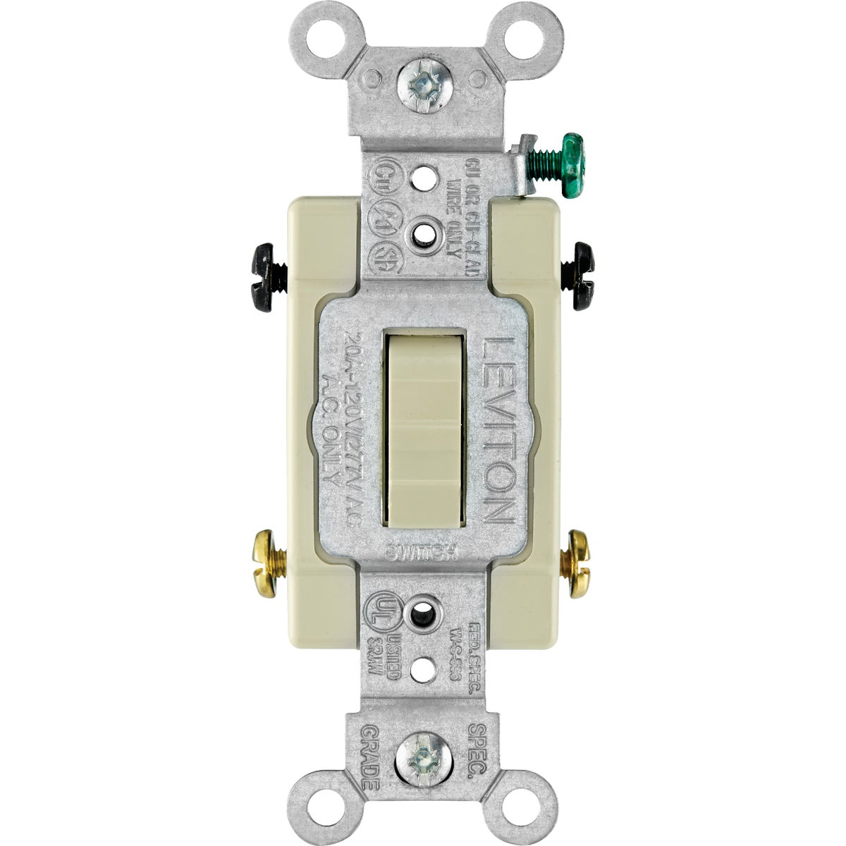 Leviton Toggle Ivory 20A 4-Way Quiet Switch
