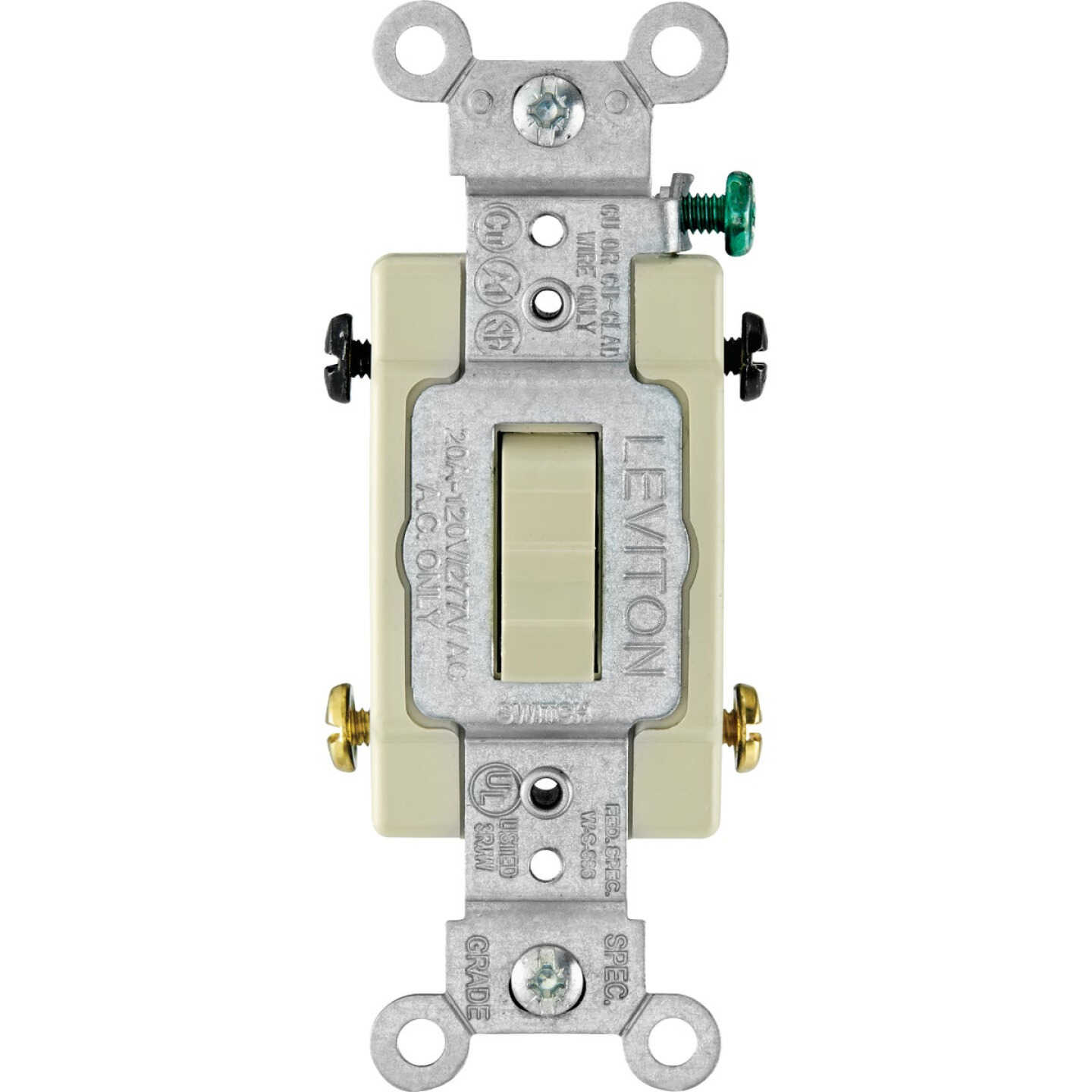 Leviton Toggle Ivory 20A 4-Way Quiet Switch Image 1