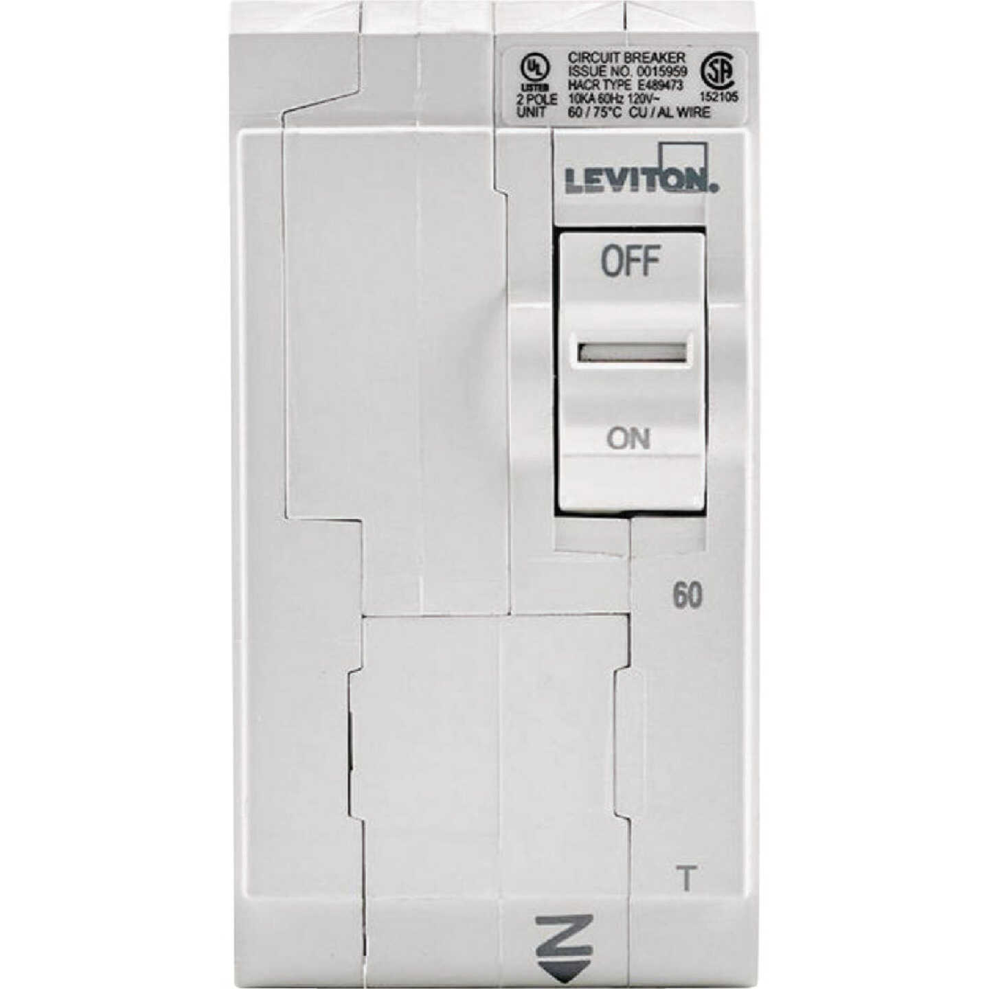 Leviton 60A Double-Pole Plug-On Standard Branch Thermal Magnetic Trip Circuit Breaker Image 2