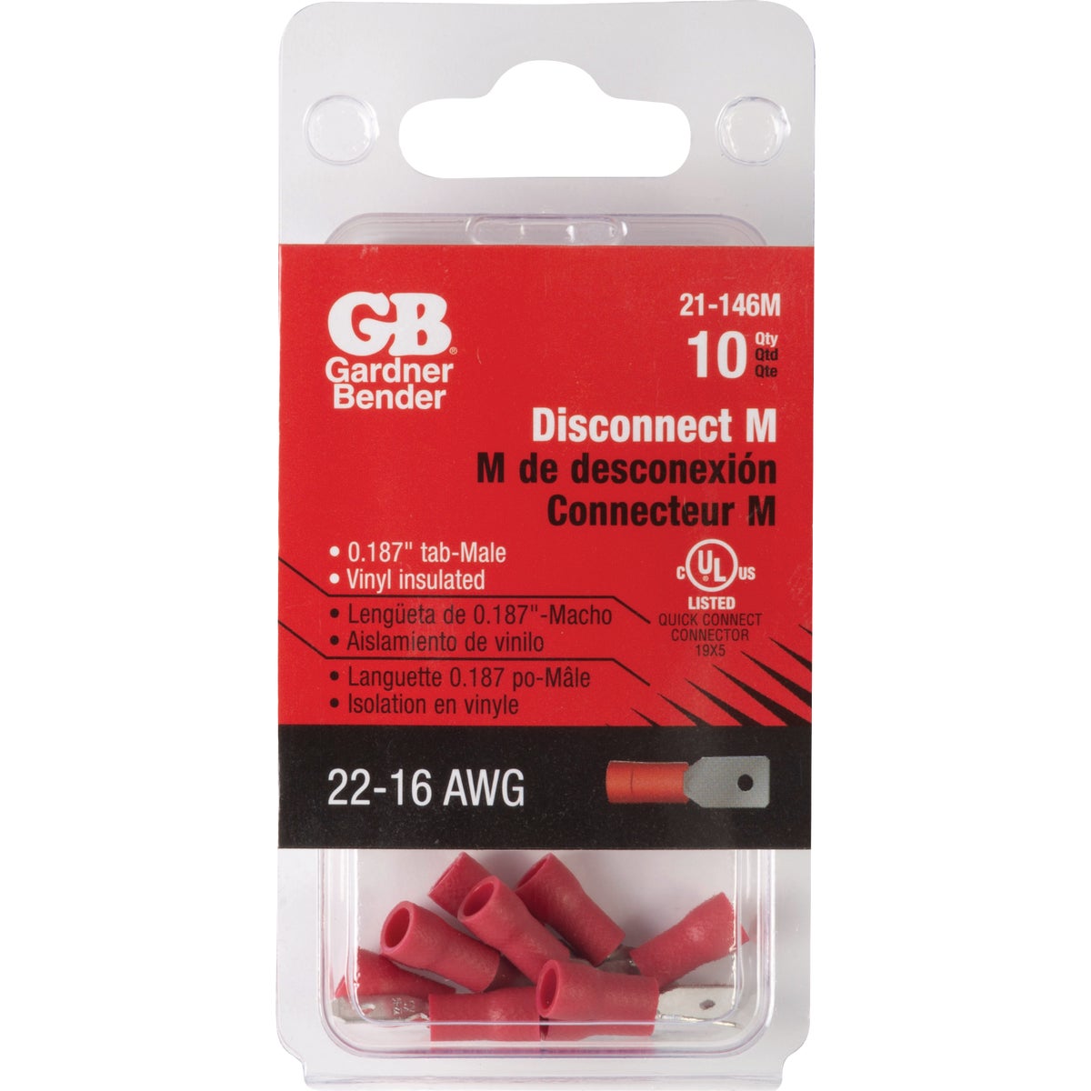 Gardner Bender 22 to 16 AWG Female Red Insulated Disconnect (10-Pack)