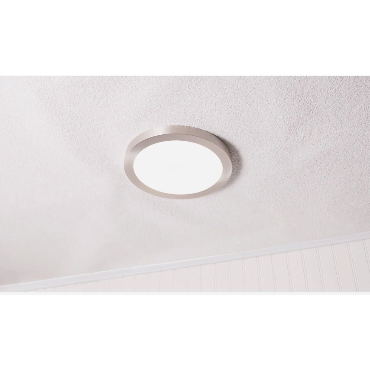 Feit Electric Edge-Lit 13 In. Nickel Round Disc 4-Way LED Flush Mount Light Image 2