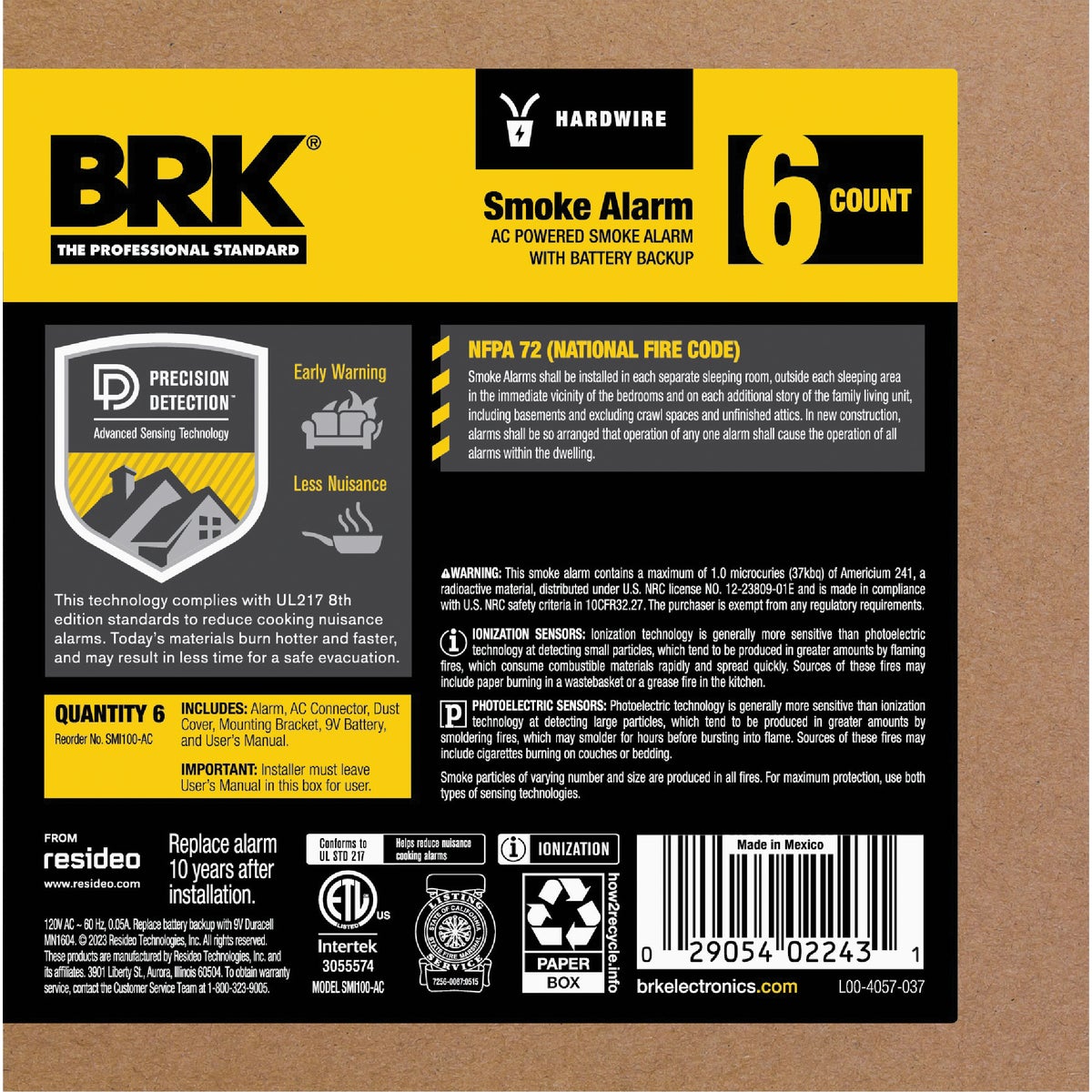 BRK SMI100-AC Interconnect Hardwire Ionization Smoke Alarm (6-Pack) Image 2