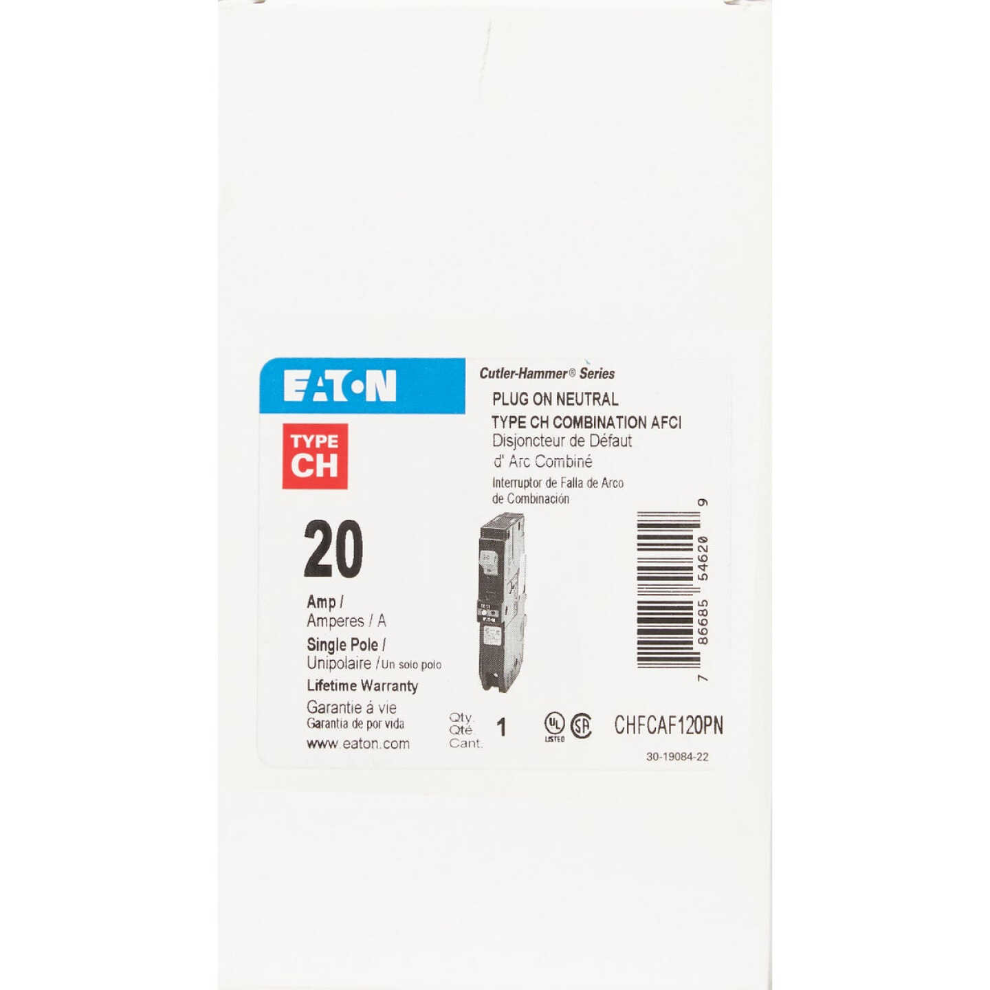 Eaton CH 20A Single-Pole AFCI Circuit Breaker Image 2