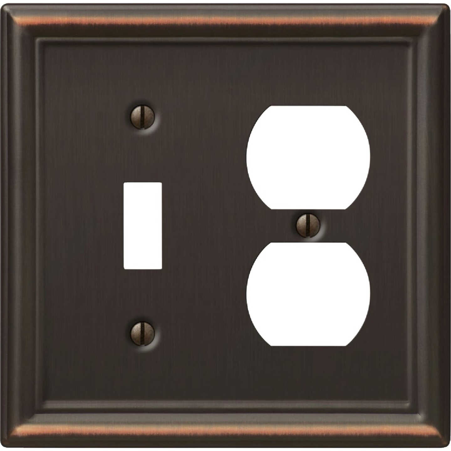 Amerelle Chelsea 2Gang Aged Bronze Steel Duplex Wall Plate Image 1