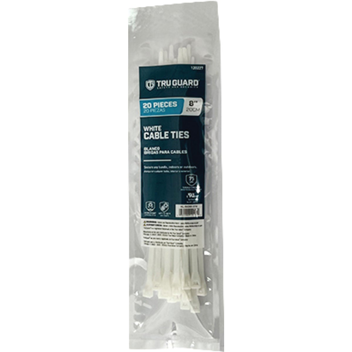 TruGuard 8 In. White Self-Locking Cable Ties (20-Pack)