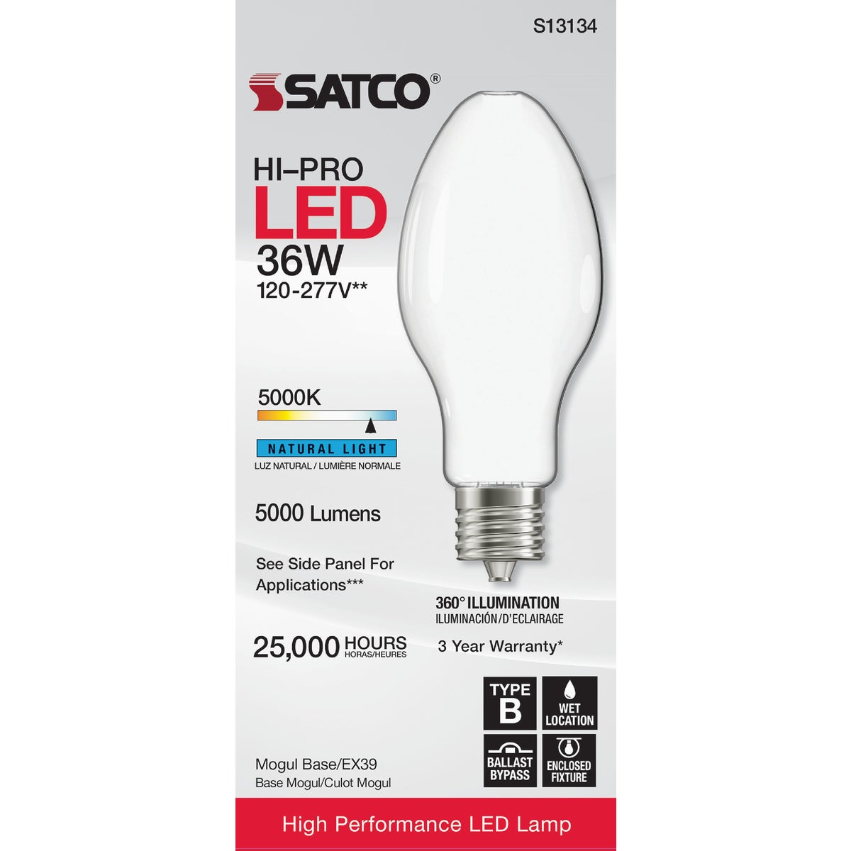Satco 150W HID Equivalent ED28 Mogul Extended Base LED High-Intensity Light Bulb Image 2