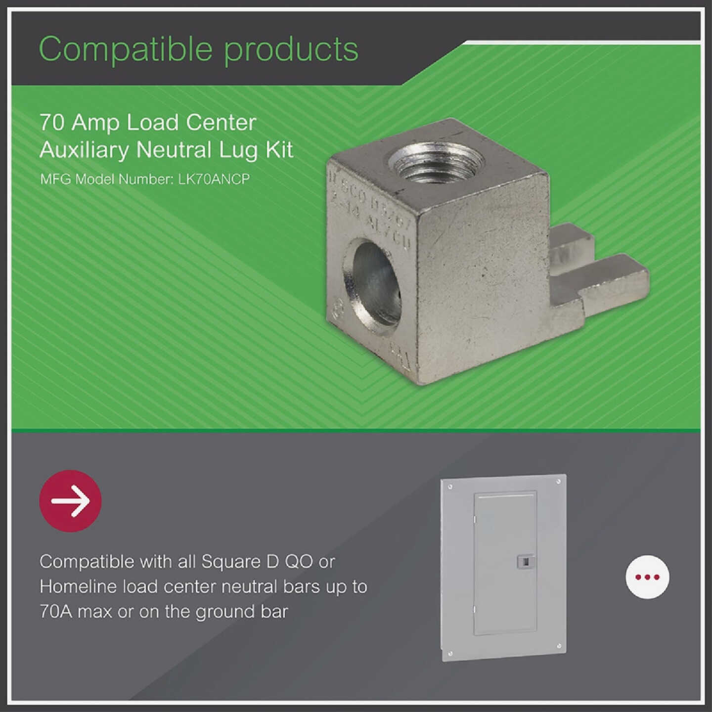 Square D QO/Homeline 70A Aluminum Neutral Lug Kit Image 2