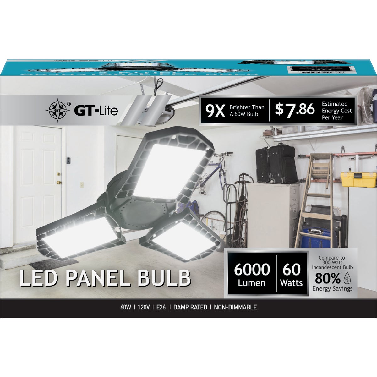 GT-Lite 600W Equivalent Clear 3-Panel Medium Base LED High-Intensity Replacement Light Bulb Image 2