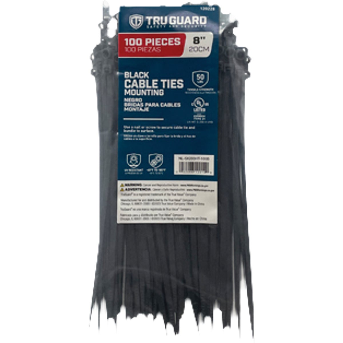 TruGuard 8 In. Black Mounting Cable Ties (100-Pack)