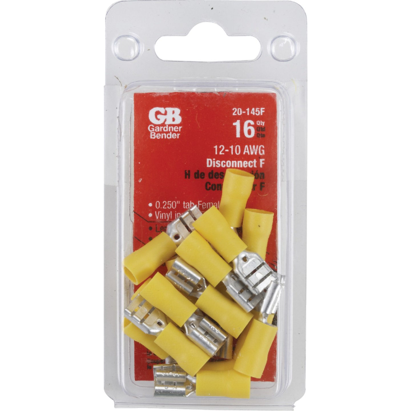 Gardner Bender 12 to 10 AWG Female Yellow Vinyl-Insulated Barrel Disconnect (16-Pack) Image 1