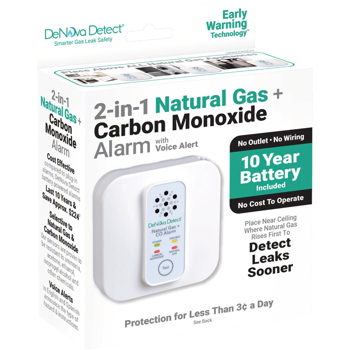 DeNova Detect 10-Year Natural Gas and Carbon Monoxide Alarm Image 3