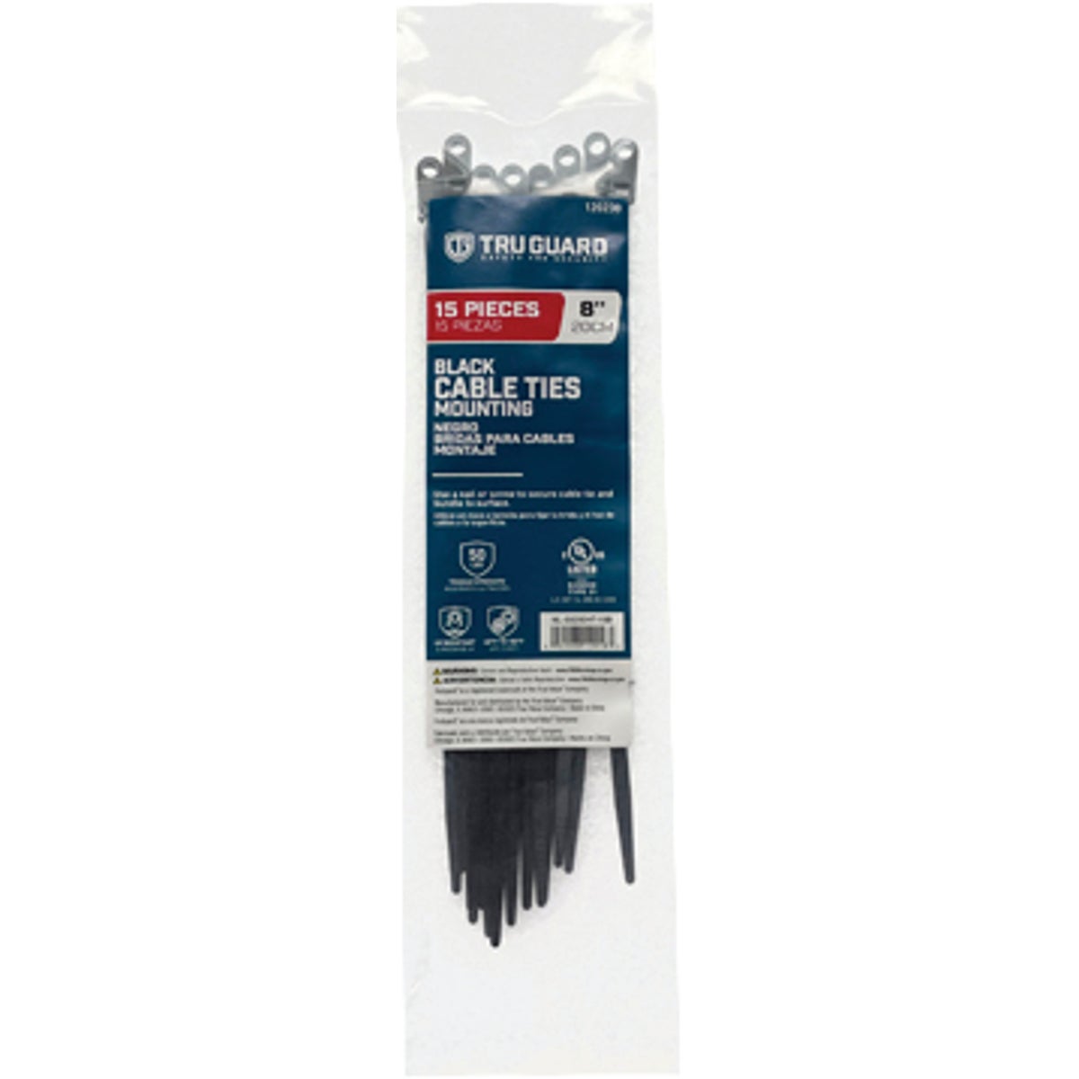 TruGuard 8 In. Black Mounting Cable Ties (15-Pack)