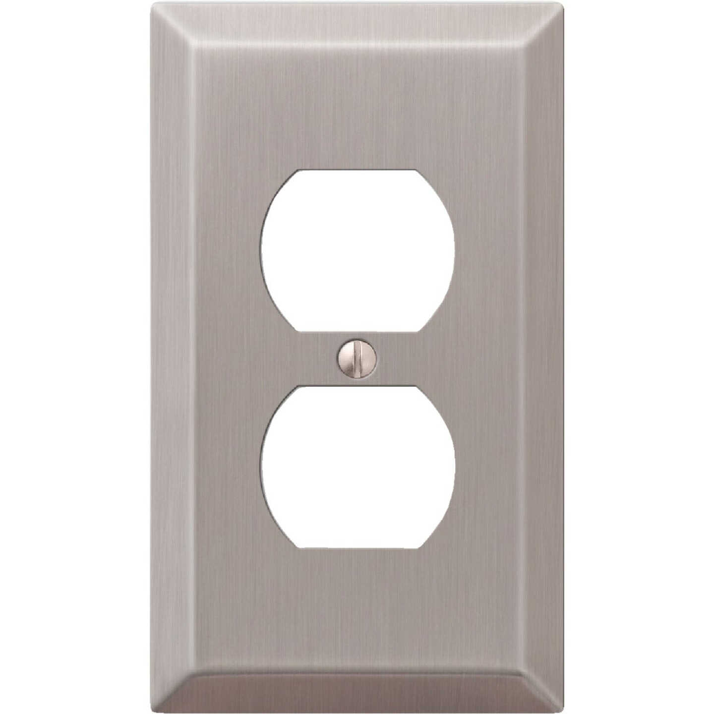Amerelle 1-Gang Stamped Steel Outlet Wall Plate, Brushed Nickel Image 1