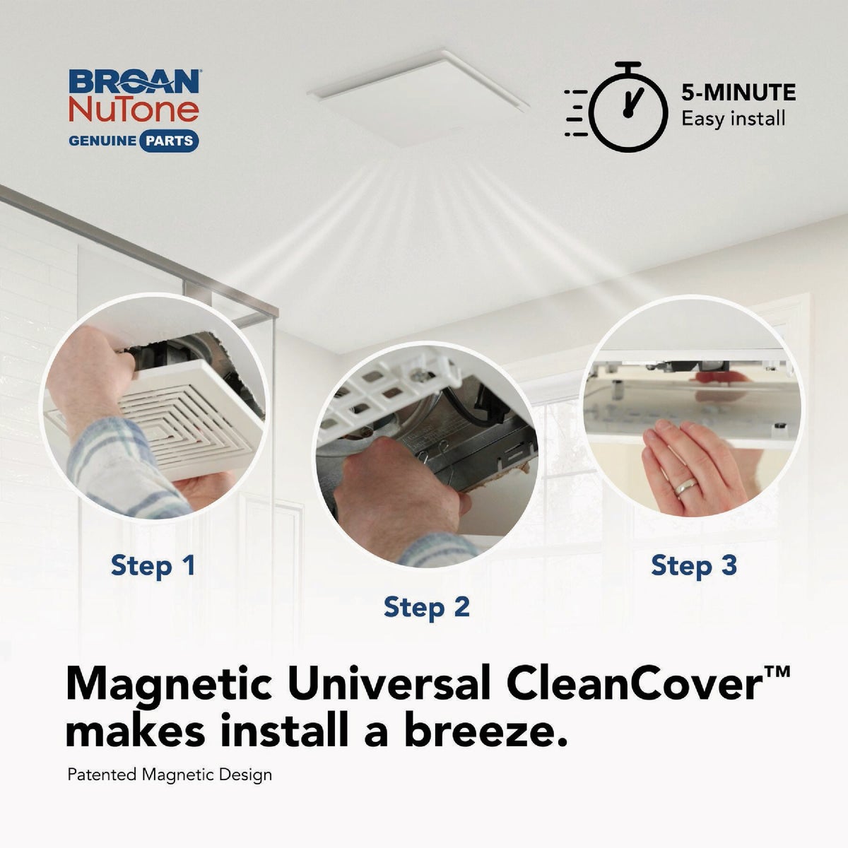 Broan-NuTone CleanCover 13 In. x 13 In. Magnetic Universal Bath Exhaust Fan Grille Image 3