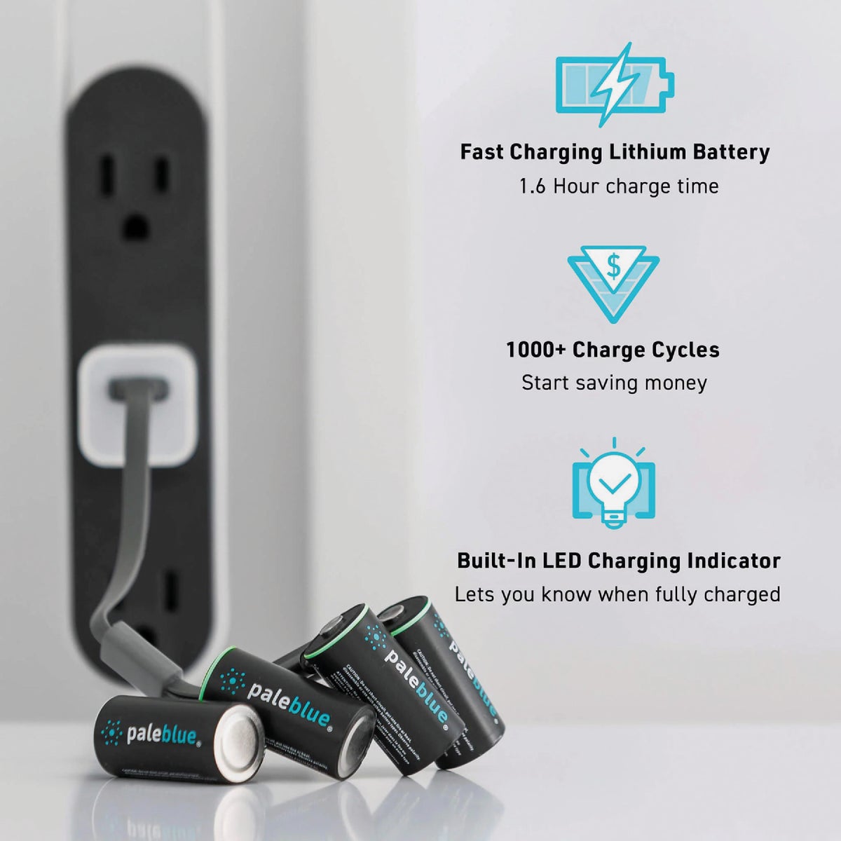 Paleblue CR123A Lithium-Ion Rechargeable Battery (4-Pack) Image 2
