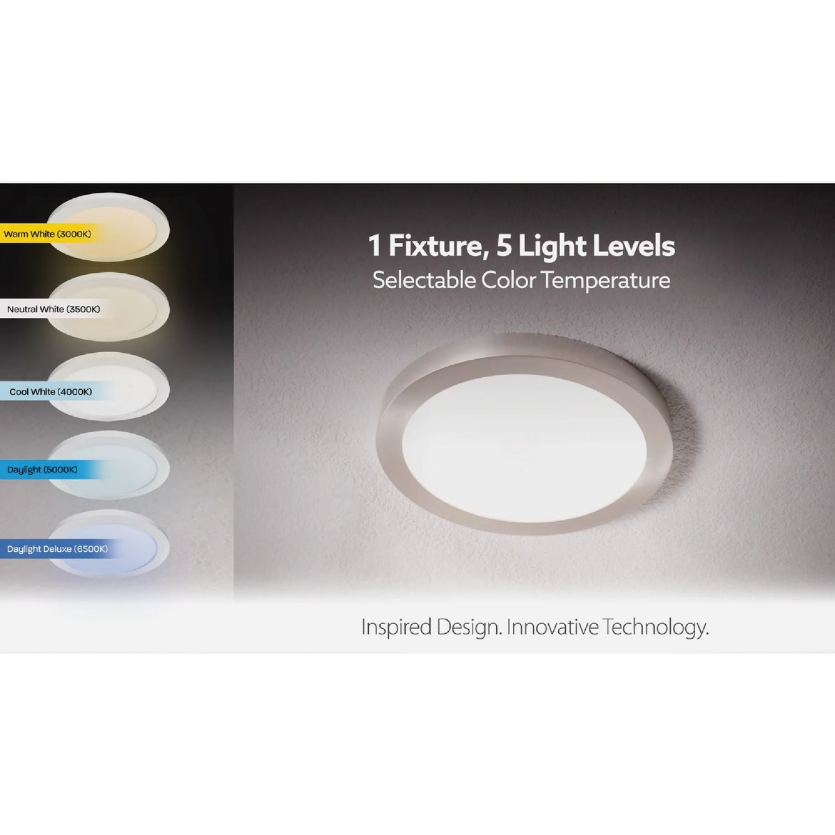 Feit Electric Edge-Lit 15 In. White Round 6-Way LED Flush Mount Light Image 2
