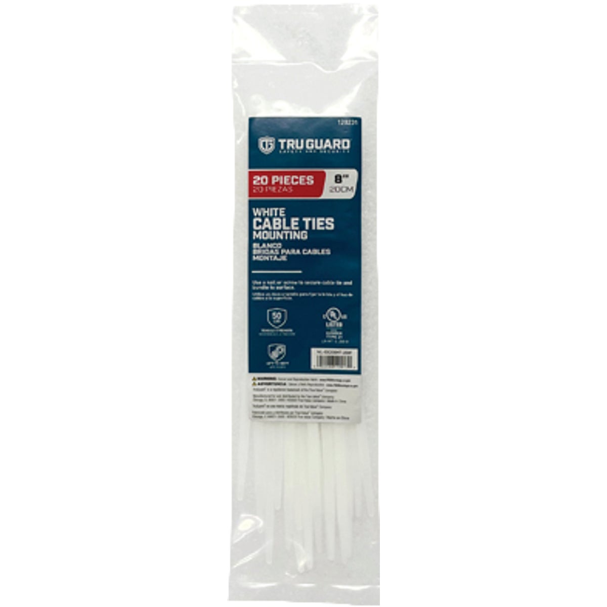 TruGuard 8 In. White Mounting Cable Ties (20-Pack)
