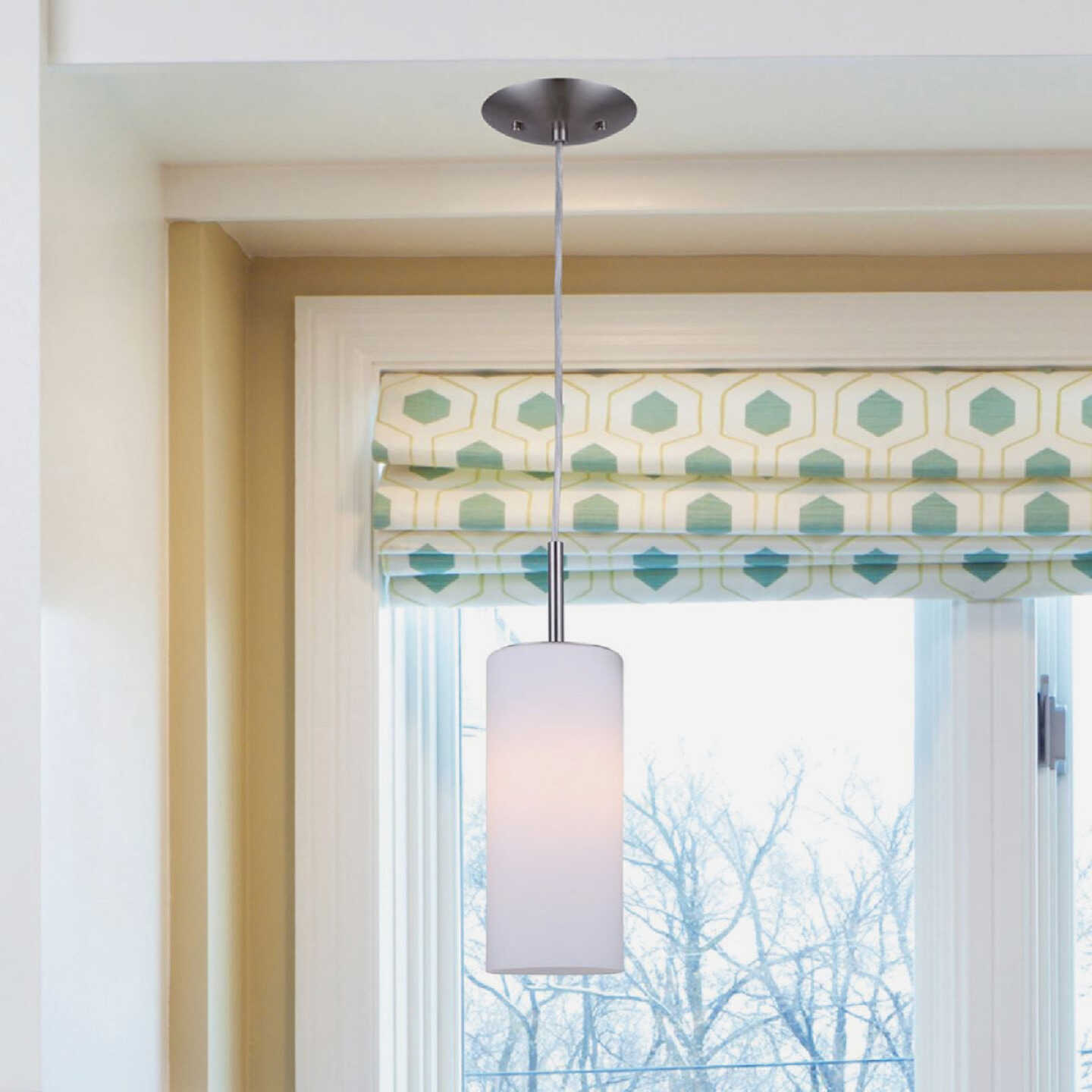 Canarm Toni 5 In. Brushed Nickel Pendant Light Fixture, Flat Opal Glass Image 3