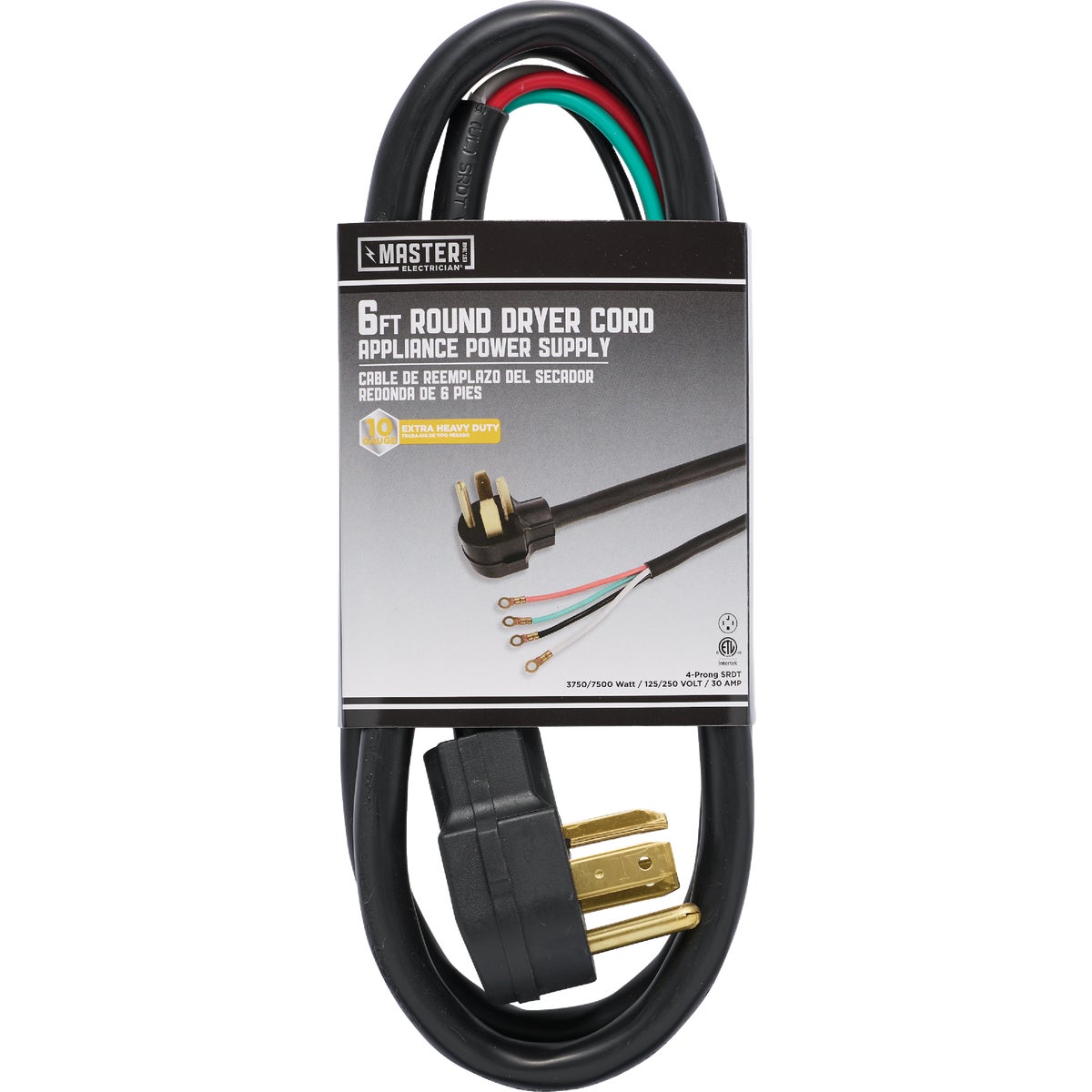 Master Electrician 6 Ft. 10/4 30A Dryer Cord