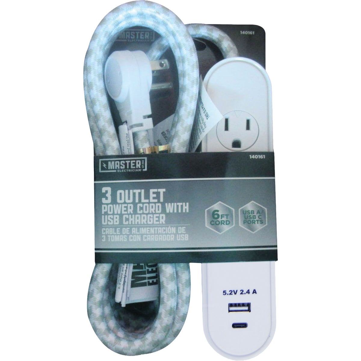 Master Electrician 3-Outlet White Power Cord