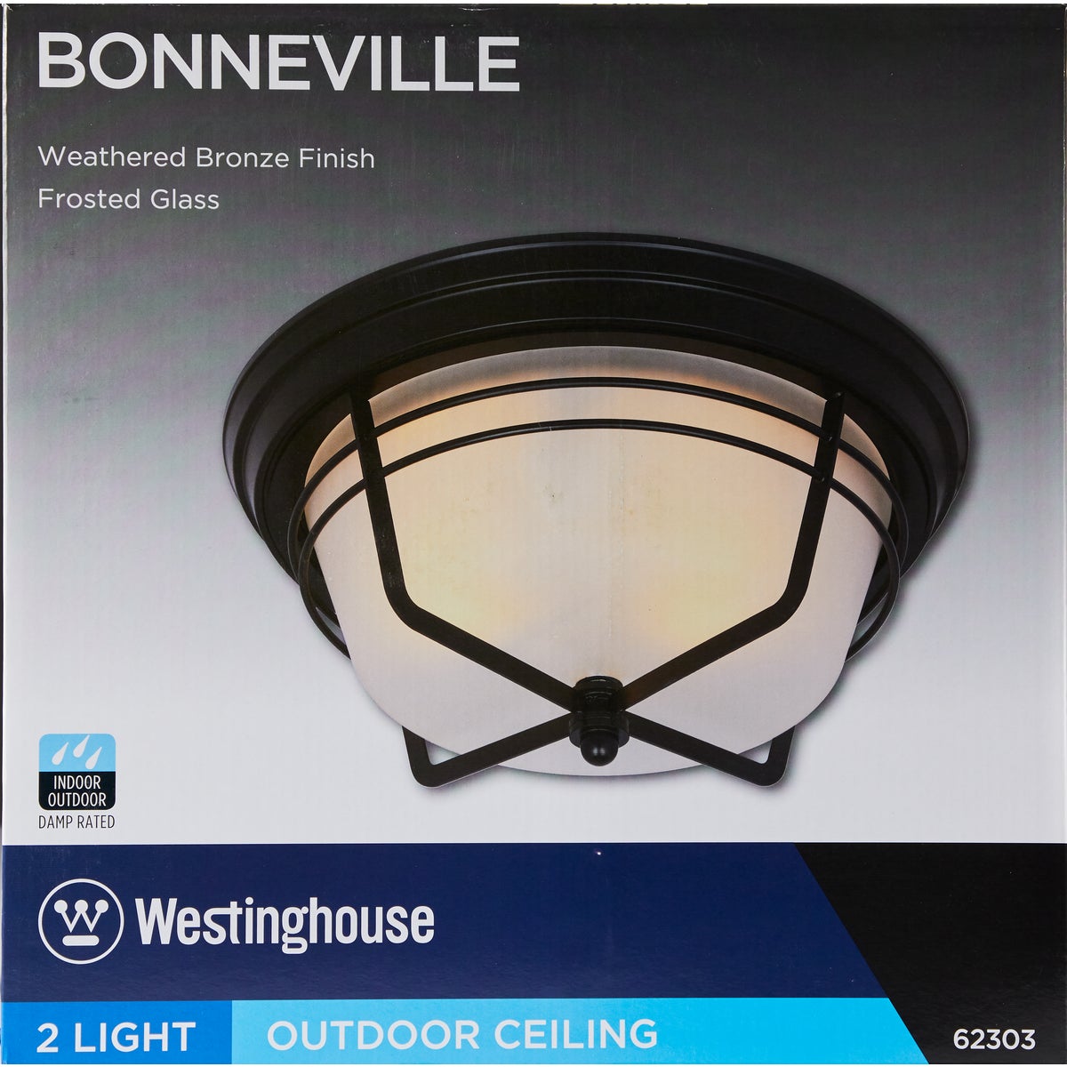 Westinghouse Bonneville 2-Light Weathered Bronze Exterior Flush Mount Fixture Image 2
