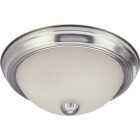Canarm 13 In. Brushed Nickel Incandescent Flush Mount Ceiling Light Fixture with Frosted Swirl Glass Image 1