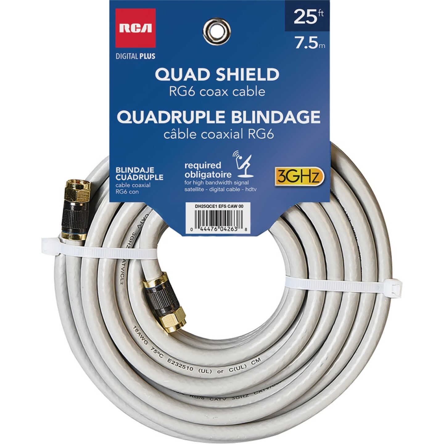 RCA 25 Ft. Gray Quad RG6 Coaxial Cable Image 1
