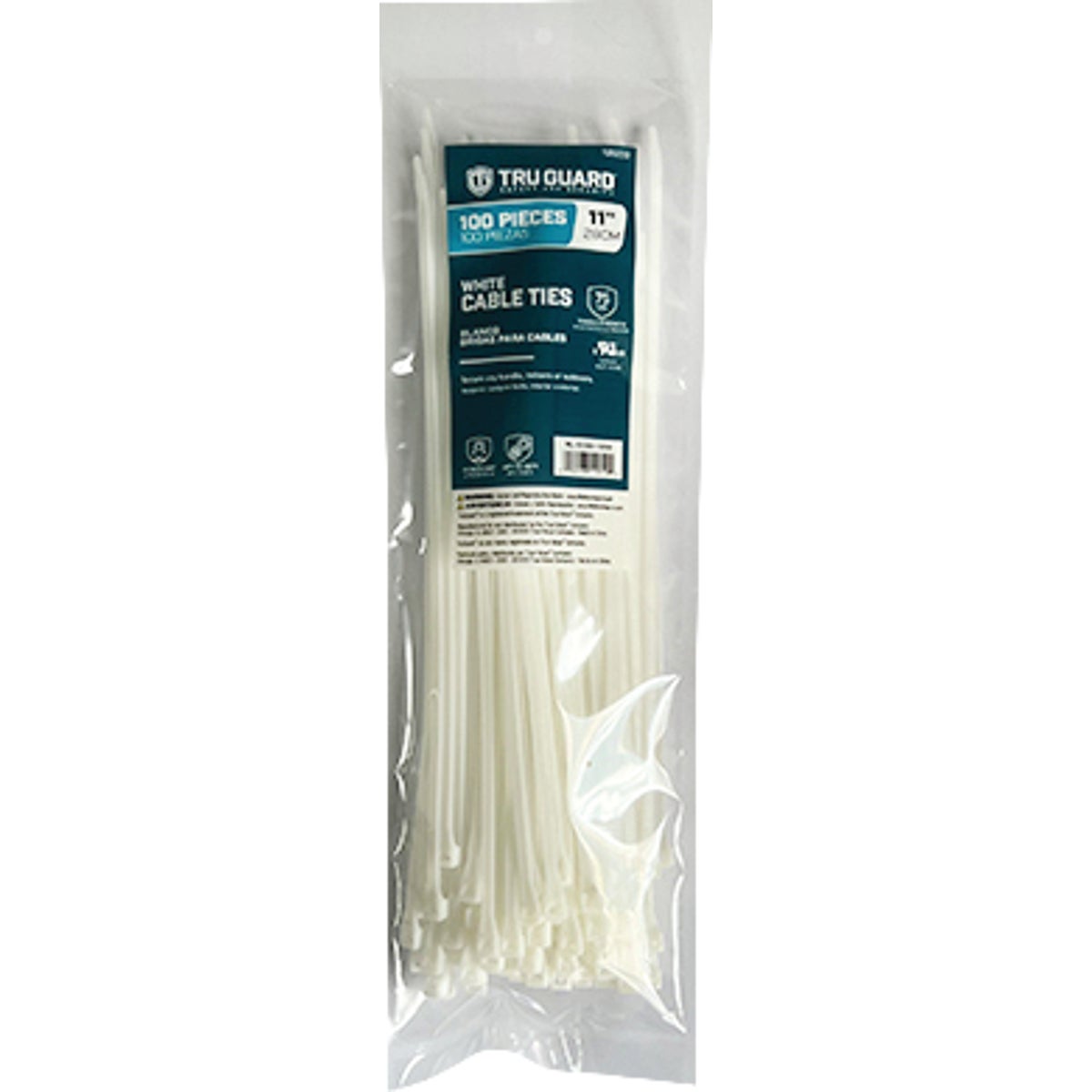 TruGuard 11 In. White Self-Locking Cable Ties (100-Pack)