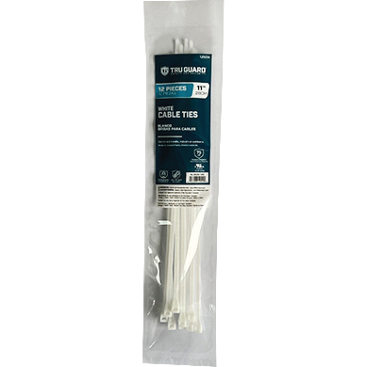 TruGuard 11 In. White Self-Locking Cable Ties (12-Pack)