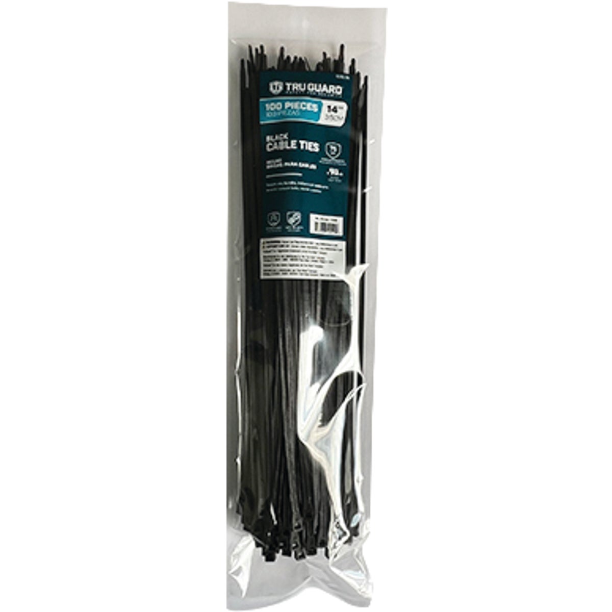 TruGuard 14 In. Black Self-Locking Cable Ties (100-Pack)