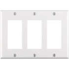 Leviton Decora 3-Gang Antimicrobial Treated Outlet Wall Plate, White Image 1