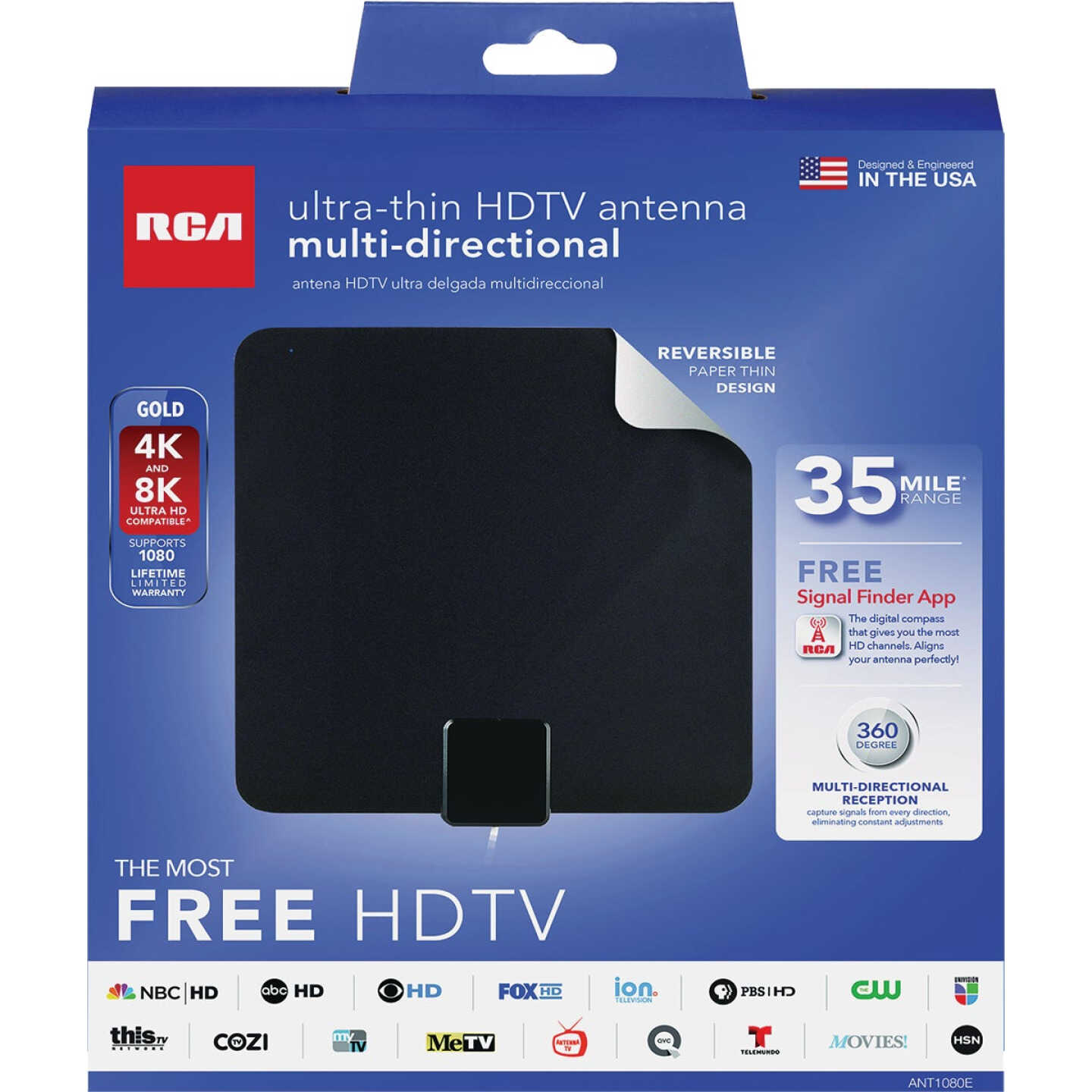 RCA Amplified Ultra-Thin Multi-Directional Indoor HDTV Antenna Image 1