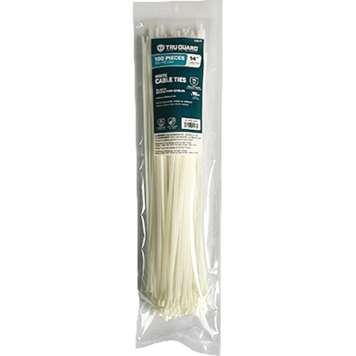 TruGuard 14 In. White Self-Locking Cable Ties (100-Pack)
