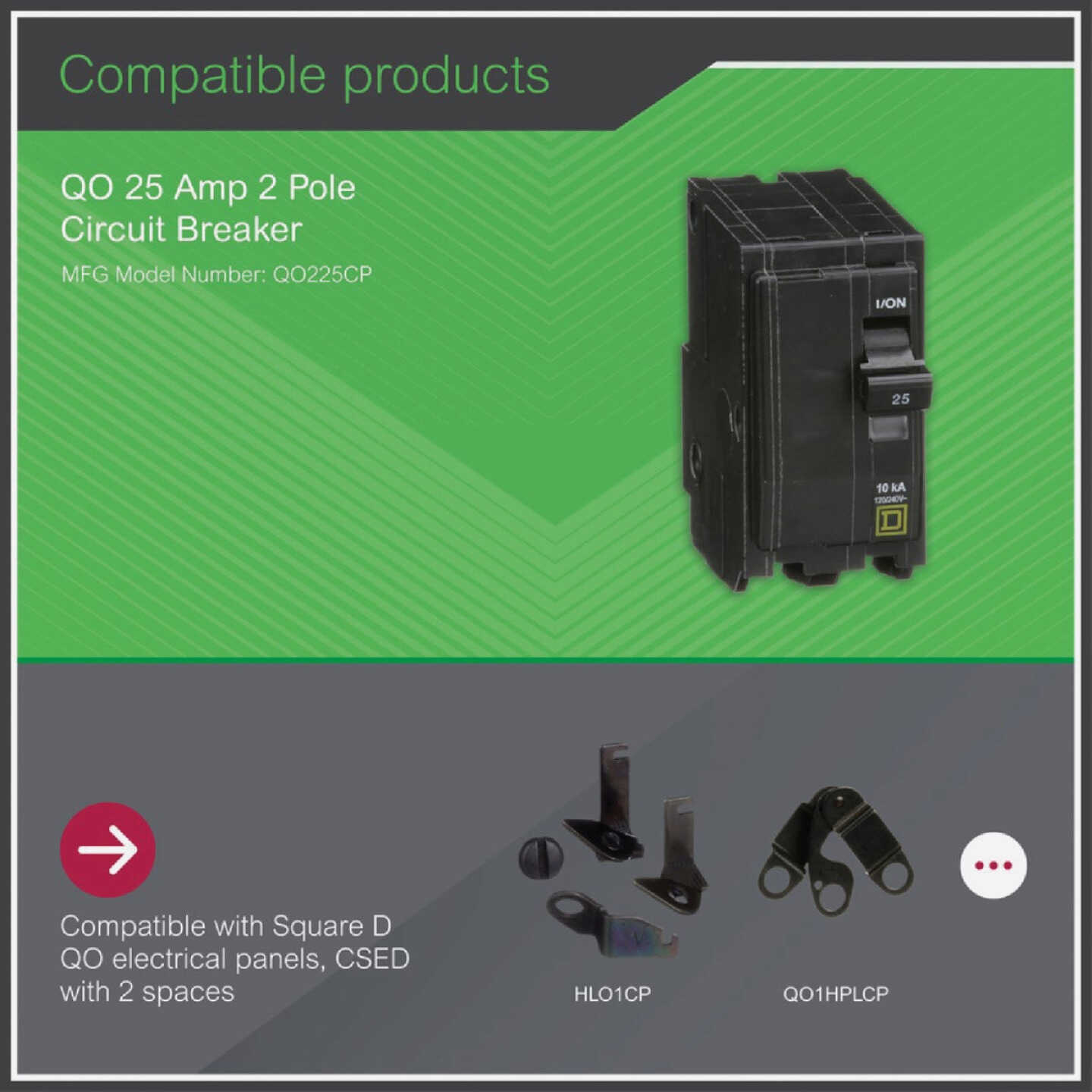 Square D QO 25A Double-Pole Standard Trip Circuit Breaker Image 4