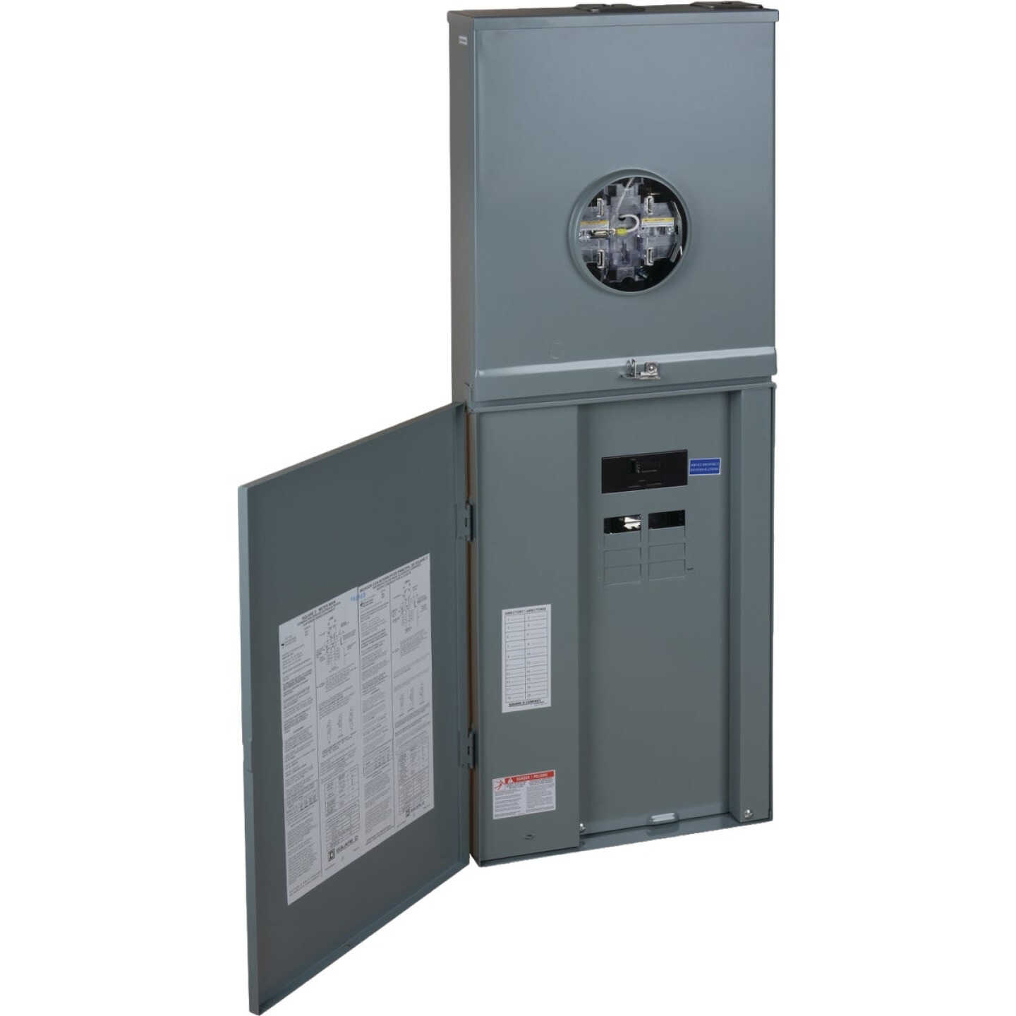 Square D Homeline 200A 8-Space 16-Circuit Outdoor Combination Meter Socket & Main Breaker Load Center Image 1