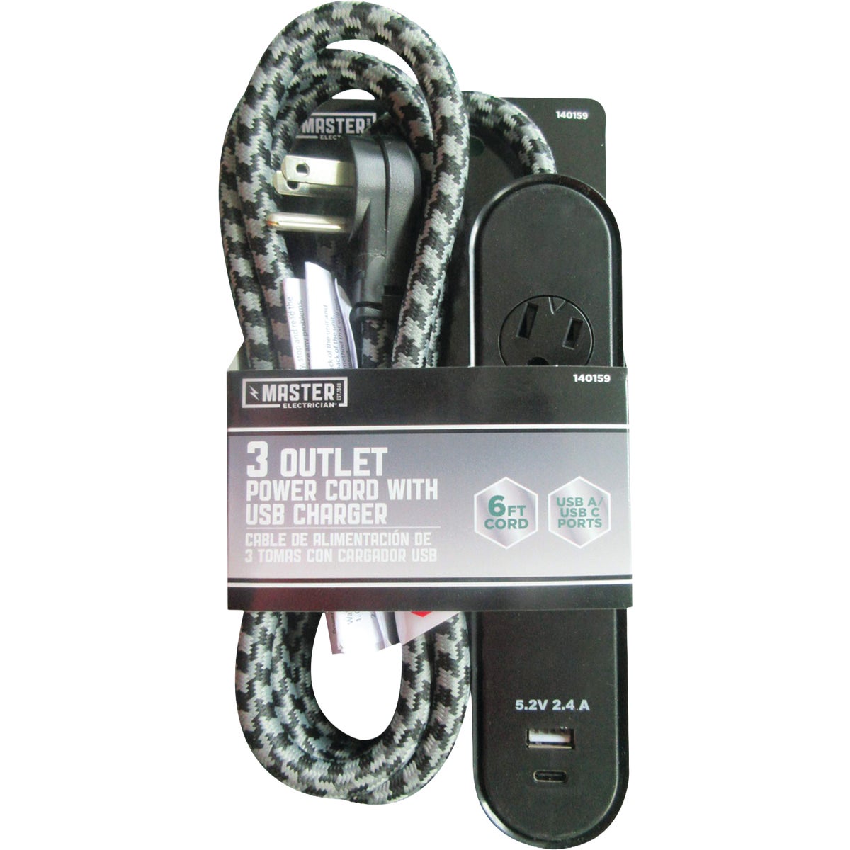 Master Electrician 3-Outlet Black Power Cord