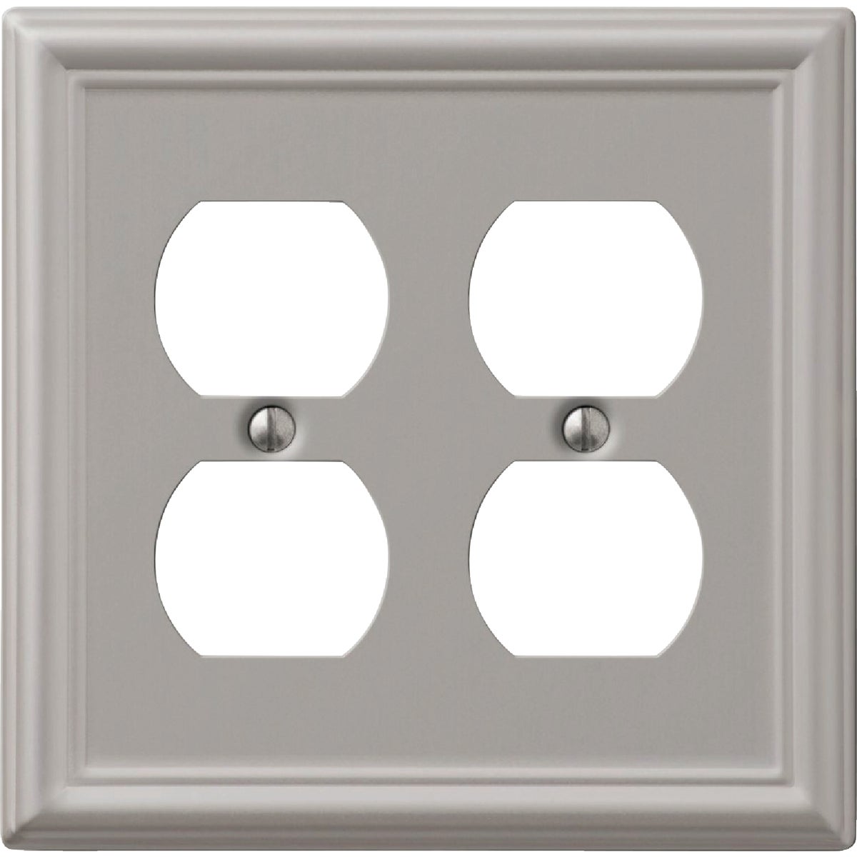 Amerelle Chelsea 2-Gang Brushed Nickel Steel Duplex Wall Plate