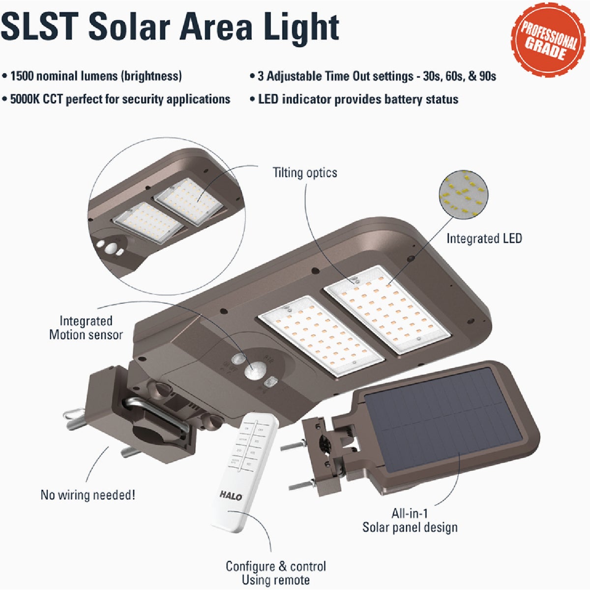 Halo Bronze Motion Activated Dusk to Dawn 1500 Lm. Solar Flood Light with Remote Control Image 3