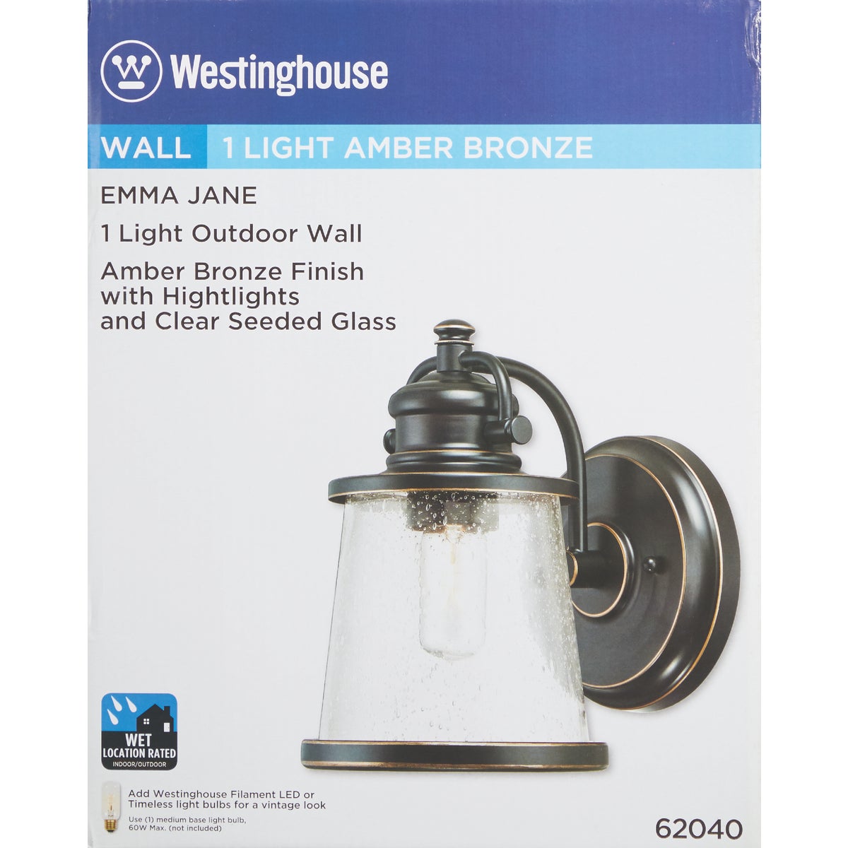 Westinghouse Emma Jane 1-Light Amber Bronze Outdoor Wall Lantern Image 2