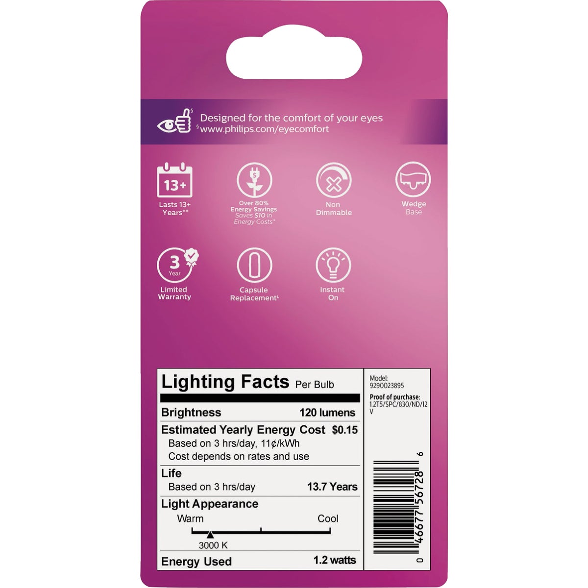 Philips 7W Equivalent T5 Wedge Base 12V LED Capsule Bulb (2-Pack) Image 4