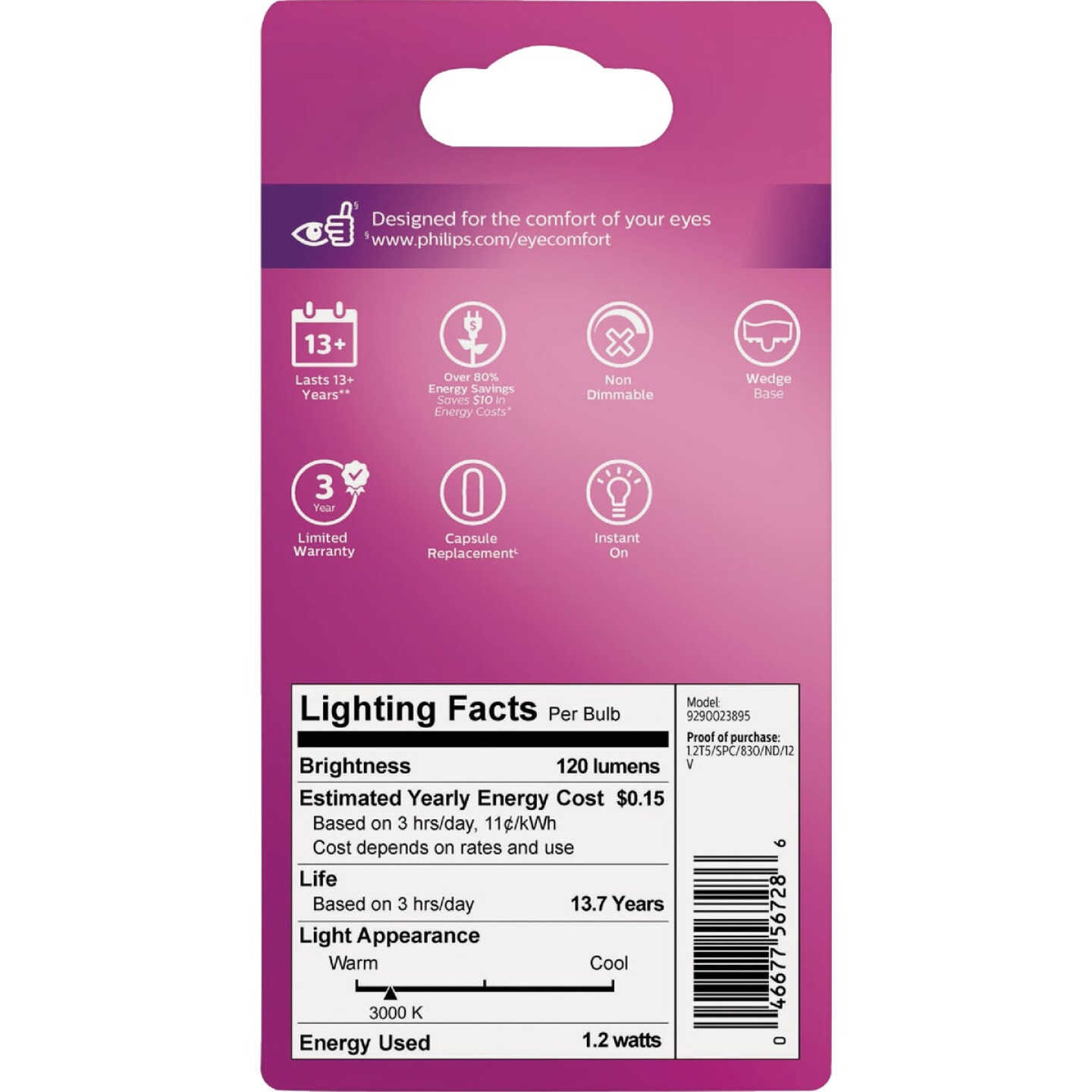 Philips 7W Equivalent T5 Wedge Base 12V LED Capsule Bulb (2-Pack) Image 4