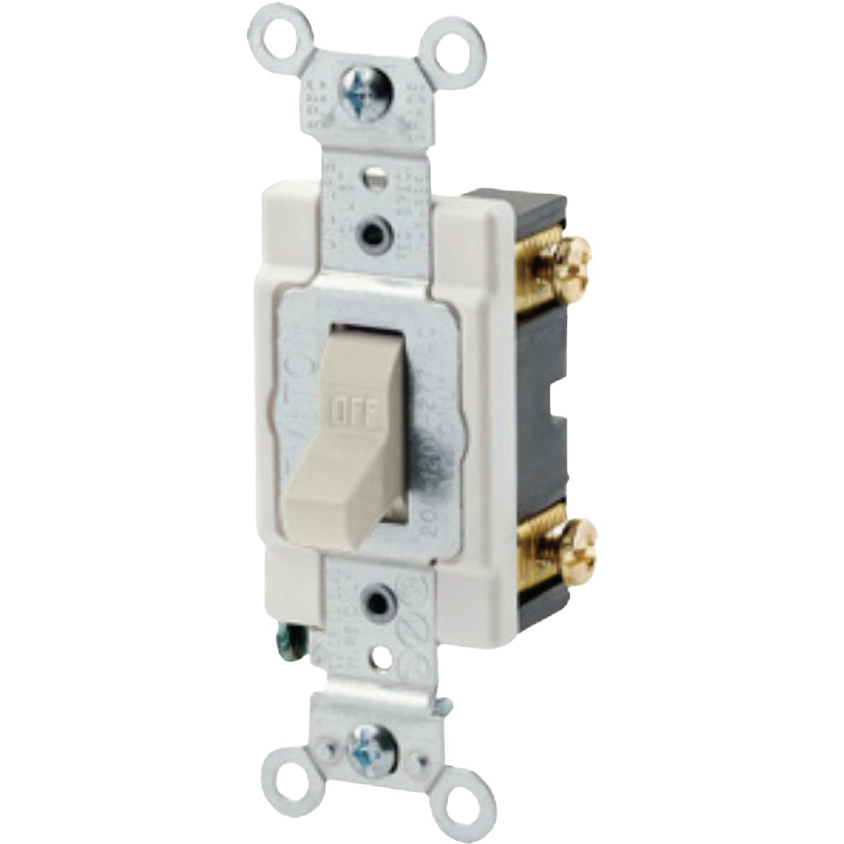 Leviton Commercial Grade 20A Toggle Single Pole AC Quiet Switch, Light Almond