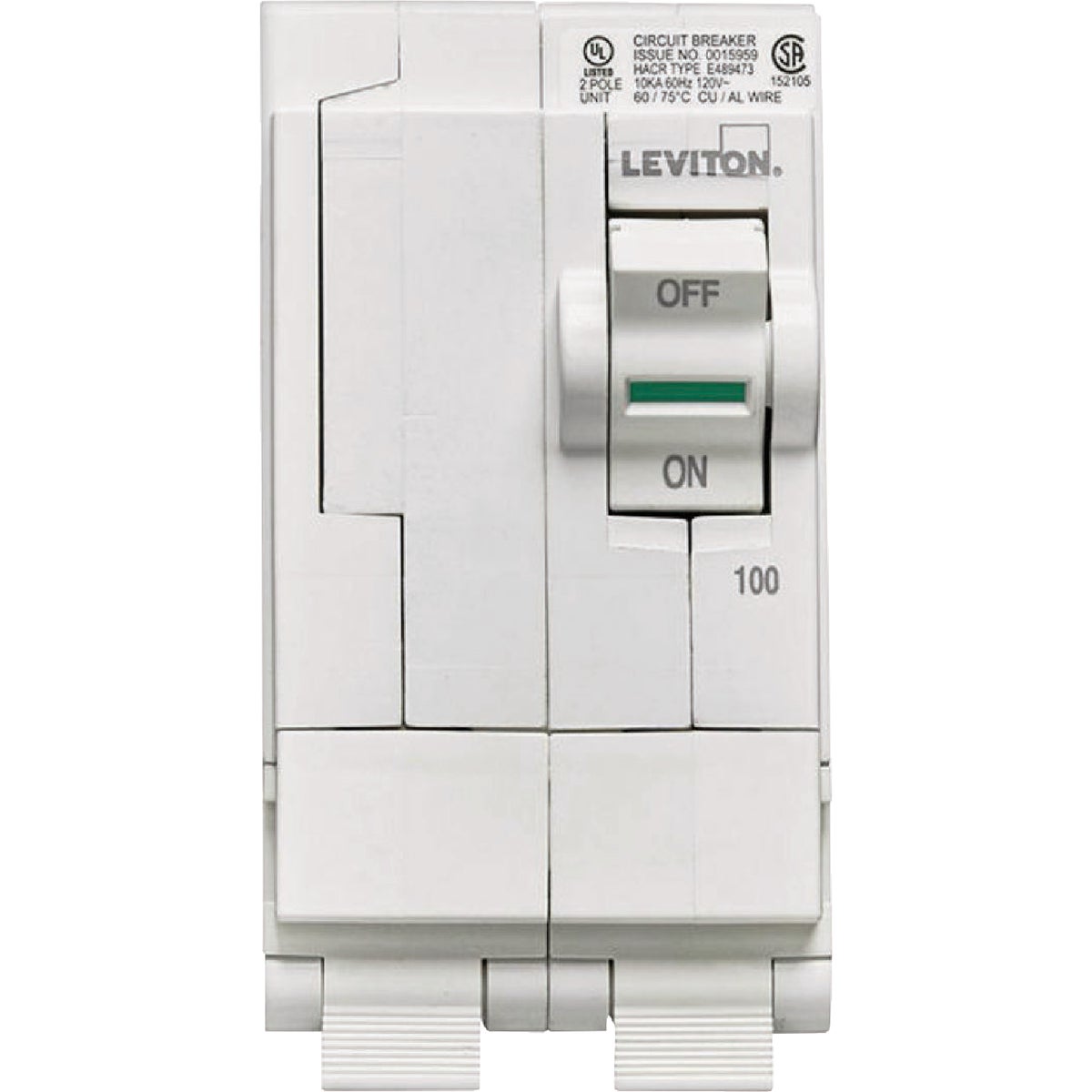 Leviton 100A Double-Pole Plug-On Standard Branch Thermal Magnetic Trip Circuit Breaker Image 3