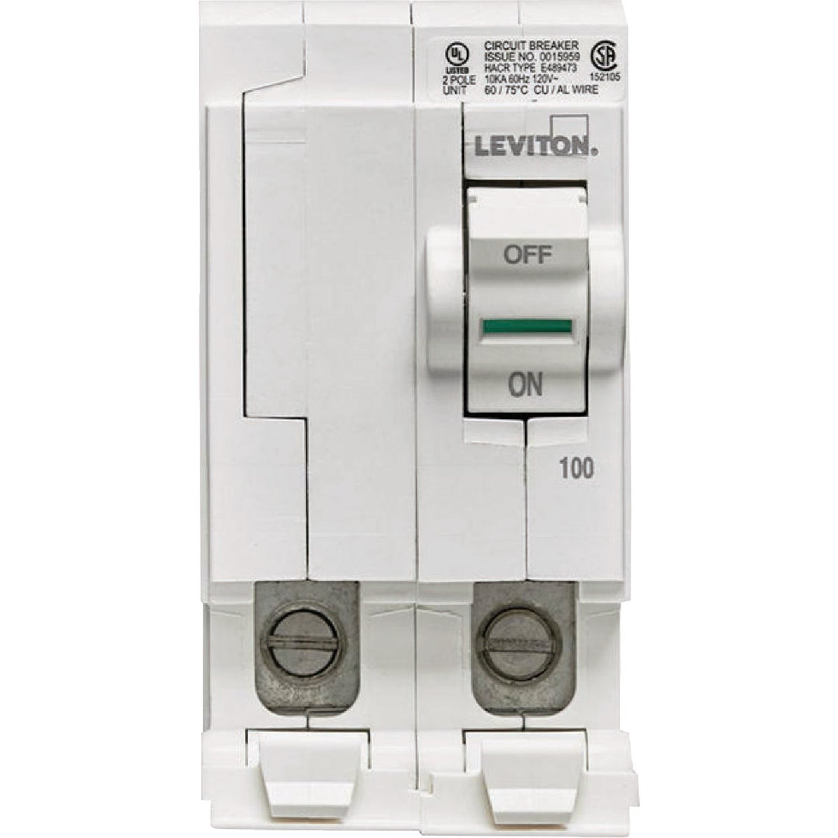 Leviton 100A Double-Pole Plug-On Standard Branch Thermal Magnetic Trip Circuit Breaker Image 4