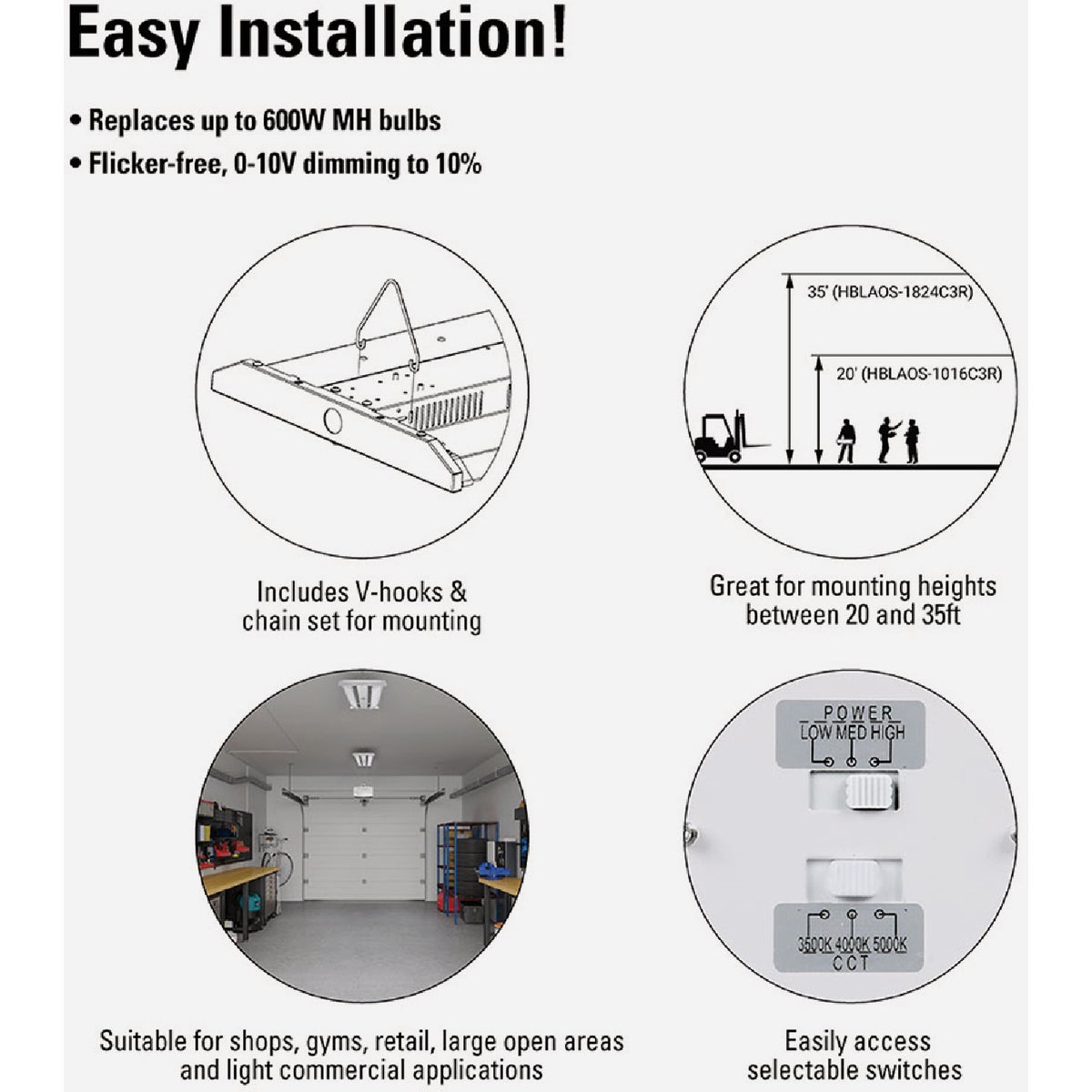 Halo 2 Ft. Selectable LED Highbay Light Fixture with Adjustable Optics Image 4