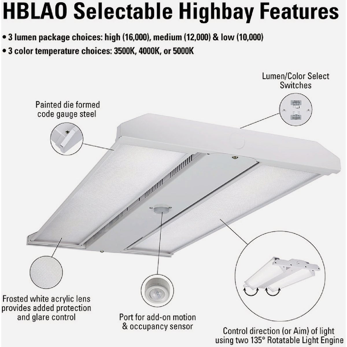 Halo 2 Ft. Selectable LED Highbay Light Fixture with Adjustable Optics Image 2