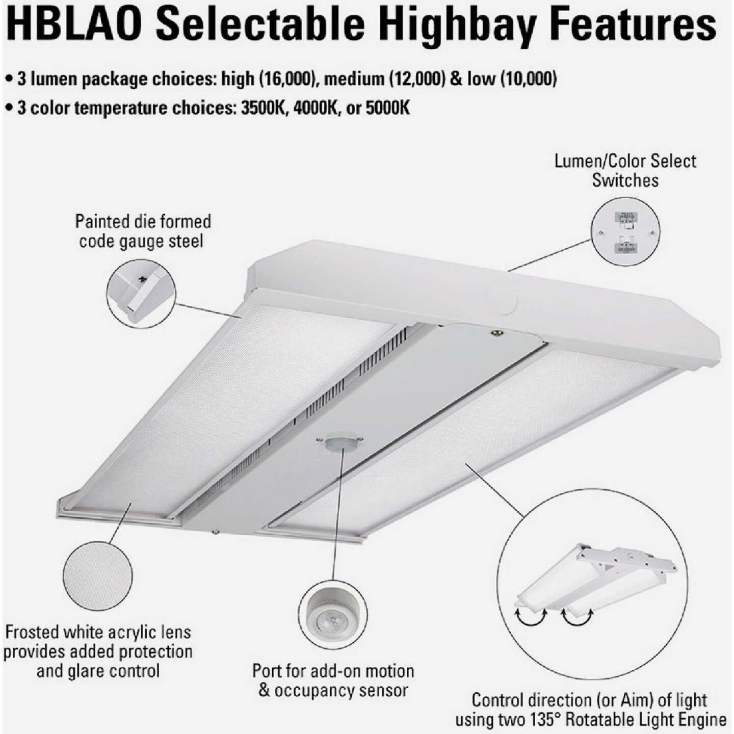 Halo 2 Ft. Selectable LED Highbay Light Fixture with Adjustable Optics Image 2