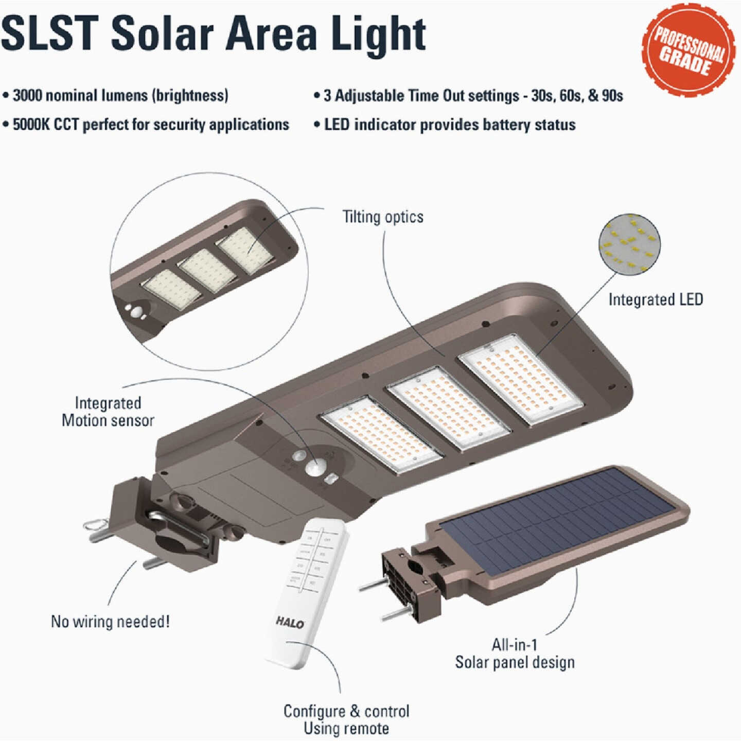 Halo Bronze Motion Activated Dusk to Dawn 3000 Lm. Solar Flood Light with Remote Control Image 3