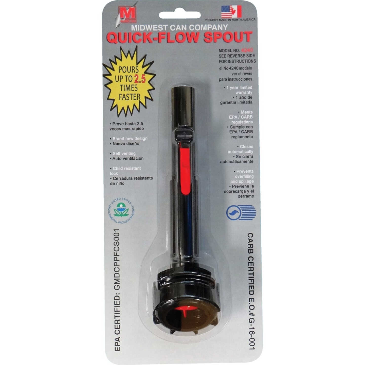 Midwest Can 11 In. L Spill-Proof Fuel Can Spout Image 1